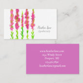 Heather Wildflower Waterverf Fuchsia Pink Visitekaartje (Voorkant / Achterkant)