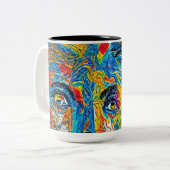 Heather Wycuff- inspired art Tweekleurige Koffiemok (Voorkant links)