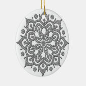 Heathered-Grey en White Lotus Snowflake Ornament (Rechts)