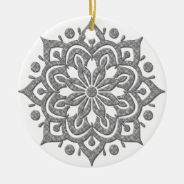 Heathered-Grey en White Lotus Snowflake Ornament