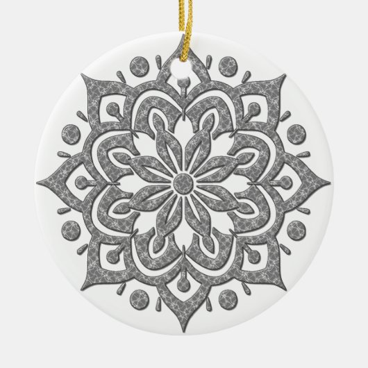 Heathered-Grey en White Lotus Snowflake Ornament (Voorkant)