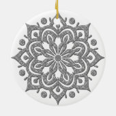 Heathered-Grey en White Lotus Snowflake Ornament (Achterkant)