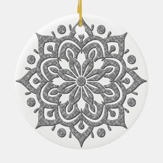 Heathered-Grey en White Lotus Snowflake Ornament (Achterkant)