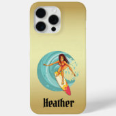 Heather's Surfer Meisje Gouden Telefoon Case (Achterkant)