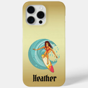 Heather's Surfer Meisje Gouden Telefoon Case