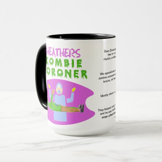Heather's zombie coroner: Fantasy Business 15oz Mok (Voorkant links)