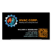 Heating and Cooling (Logo & Qr Code) Black HVAC Magnetisch Visitekaartje (Voorkant)