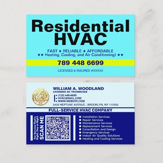 Heating and Cooling Qr Code | Residential HVAC Visitekaartje