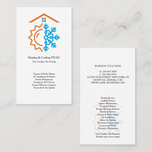 Heating Cooling Experts HVAC Visitekaartje (Voorkant / Achterkant)