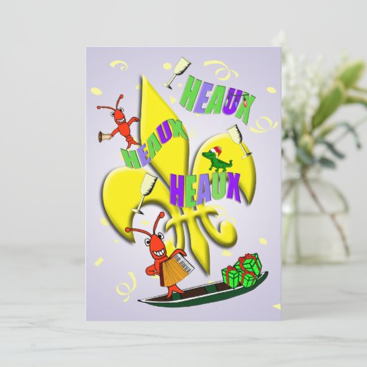 Heaux, Heaux, Heaux Cajun met kerstfeest Kaart (Staand voorkant)