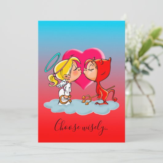 Heaven and Hell Halloween Party Invitation Kaart (Staand voorkant)