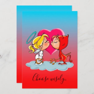 Heaven and Hell Halloween Party Invitation Kaart