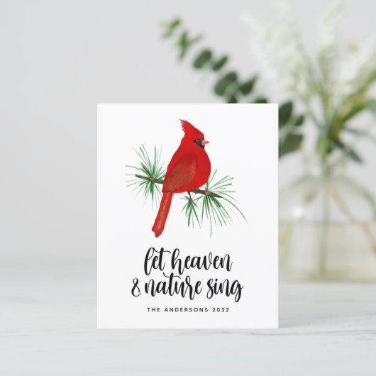Heaven and Natuur Sing Kardinaal Kerstfeest Kaart (Staand voorkant)