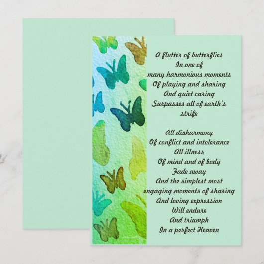 Heaven betaalbare download gedicht vlinders aankondiging (Voorkant / Achterkant)