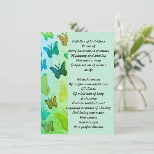 Heaven betaalbare download gedicht vlinders aankondiging (Staand voorkant)
