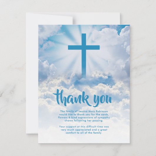Heaven Cross begrafenis Dank u kaart (Voorkant)
