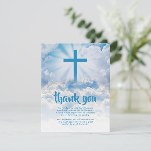 Heaven Cross begrafenis Dank u kaart (Staand voorkant)