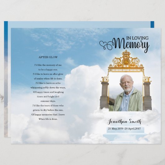 Heaven gate Funeral Program sjabloon (Voorkant / Achterkant)