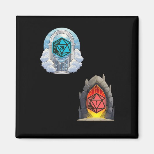 Heaven Hell D20 Fortune Misfortune Sticker Magneet (Voorkant)
