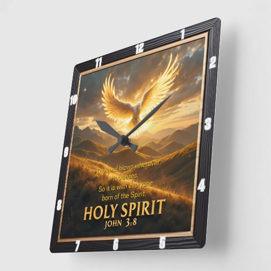 Heaven Holy Spirit Dove Majestic John 3:8 Verse Vierkante Klok (Hoek)