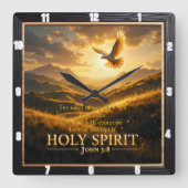 Heaven Holy Spirit Dove Sunset John 3:8 Verse Vierkante Klok (Voorkant)
