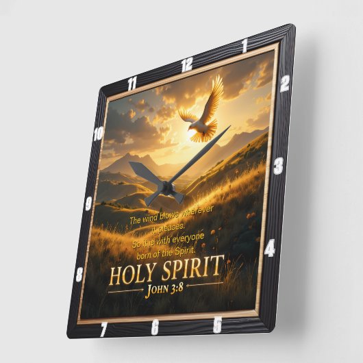 Heaven Holy Spirit Dove Sunset John 3:8 Verse Vierkante Klok (Hoek)