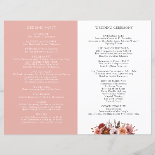 Heaven in Roos, Floral Wedding Programme (Achterkant)