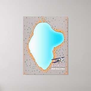 Heaven Lake Noord-Korea & China map Canvas Afdruk