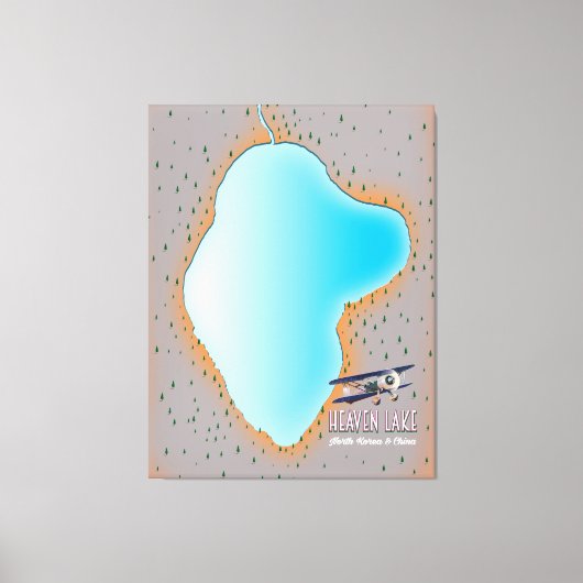 Heaven Lake Noord-Korea & China map Canvas Afdruk (Voorkant)