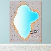 Heaven Lake Noord-Korea & China map Canvas Afdruk (Insitu (Houten vloer))