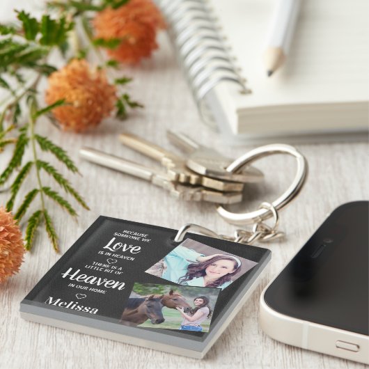 Heaven Memorial Sympathie Faux Leather Sleutelhanger (Voorkant Rechts)