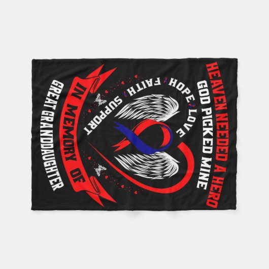 Heaven Needed A Hero God Great Granddaughter Chd A Fleece Deken (Voorkant (Horizontaal))