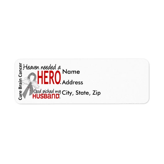 Heaven Needs a Hero Brain Cancer Husband Etiket (Voorkant)