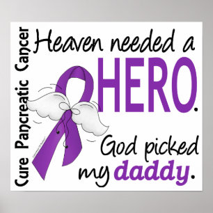 Heaven Needs Hero Dad Pancreatic Cancer Poster