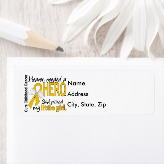 Heaven Needs Hero Little Girl Childhood Cancer Etiket (Insitu)