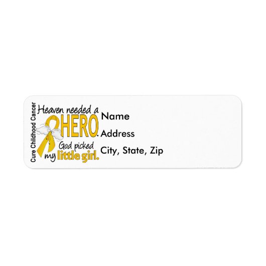 Heaven Needs Hero Little Girl Childhood Cancer Etiket (Voorkant)