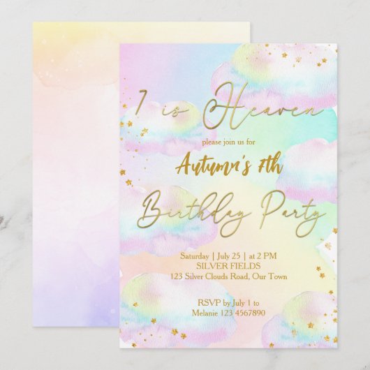 Heaven pastel regenboogwolken verjaardag kaart (Voorkant / Achterkant)