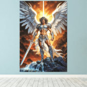 Heaven’s Golden Vanguard Archangel Michael Canvas Afdruk (Insitu (Houten vloer))