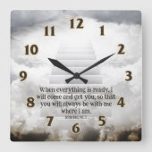 Heaven Scripts Square Wall Clock Vierkante Klok (Voorkant)