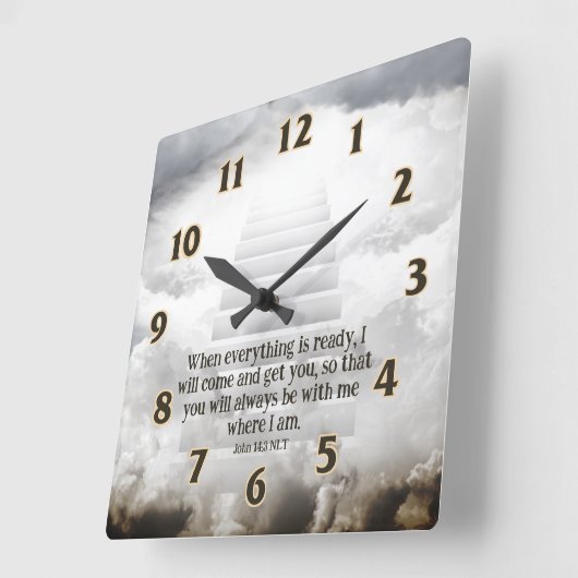 Heaven Scripts Square Wall Clock Vierkante Klok (Hoek)