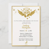 Heaven Send Angel Gold Glitter Baby shower Kaart (Voorkant)