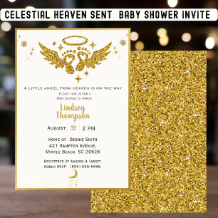 Heaven Send Angel Gold Glitter Baby shower Kaart