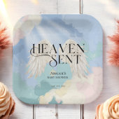 Heaven Send Angel Wings Pastel Baby shower Papieren Bordje