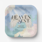 Heaven Send Angel Wings Pastel Baby shower Papieren Bordje (Voorkant)