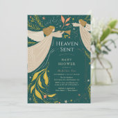 Heaven Send Angels Navy Blue Baby shower Kaart (Staand voorkant)