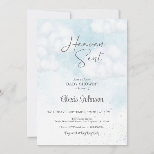 Heaven Send Baby shower (Boy) Kaart (Voorkant)