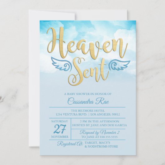 Heaven Send Baby shower Invitation Kaart (Voorkant)