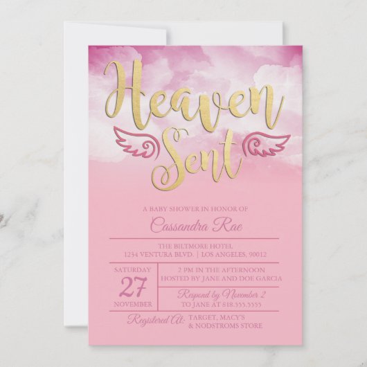 Heaven Send Baby shower Invitation Kaart (Voorkant)