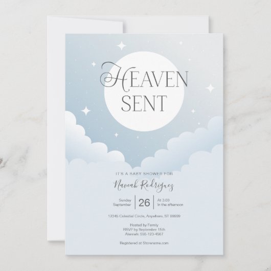 Heaven Send Blue Clouds Baby shower Kaart (Voorkant)