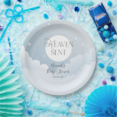 Heaven Send Blue Clouds Baby shower Papieren Bordje (Feest)